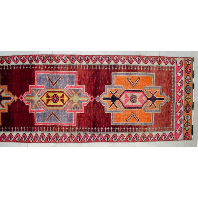 1970s Vintage Hand-Knotted Narrow Runner - 2′1″ × 14′2″ For Sale - Image 12 of 15