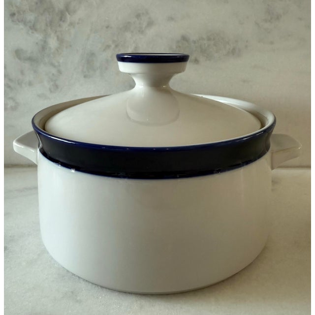 Vintage covered stoneware casserole dish made in Japan by Noritake between 1973 and 1985. The "Fjord" pattern is part of...