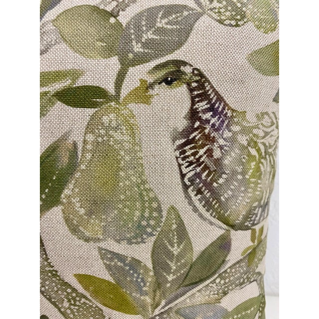 16" Square Pillow Decorated With Festive Partridges in Pear Trees - Made in U K For Sale In Dallas - Image 6 of 10