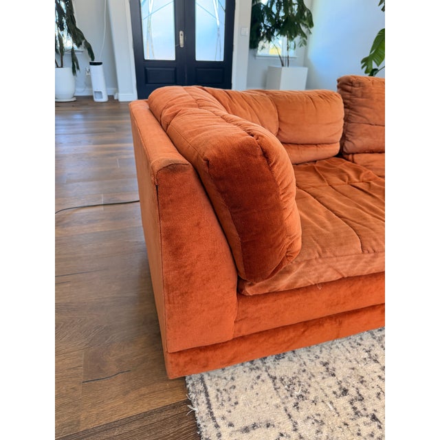 Burnt Orange Vintage 1970s Burnt Orange Modular Sectional Sofa in the Style of Milo Baughman For Sale - Image 8 of 15