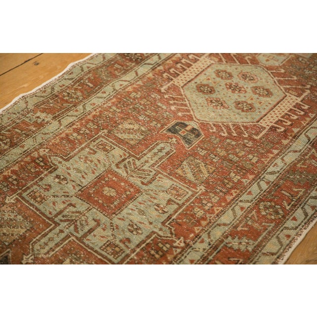 1940s Vintage Persian Karaja Hook & Latch Medallion Wool Rug Runner For Sale - Image 11 of 12