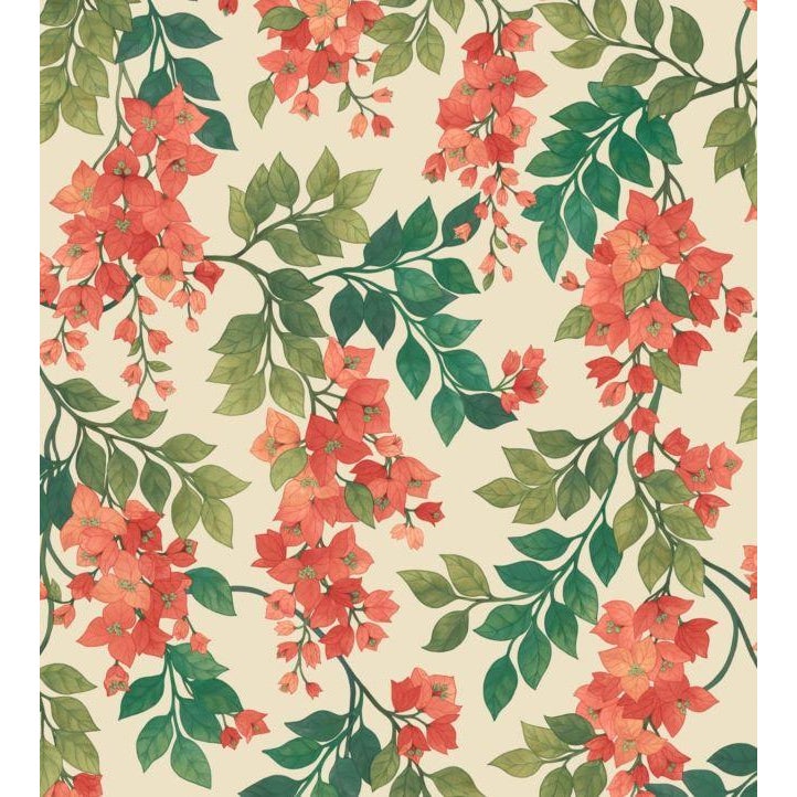 Bougainvillea Wallpaper - Bright Pink - Sample | Chairish