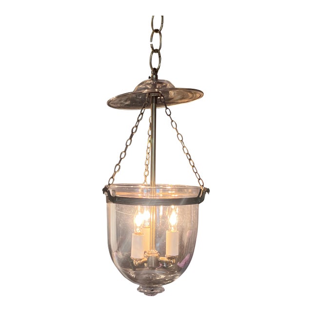 AntiquePetite Glass & Brass Bell Jar. For Sale