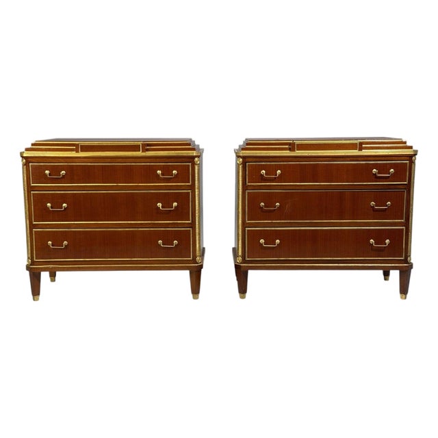 Russian Neoclassical Style, Commodes, Mahogany, Brass, Europe, 1980s For Sale