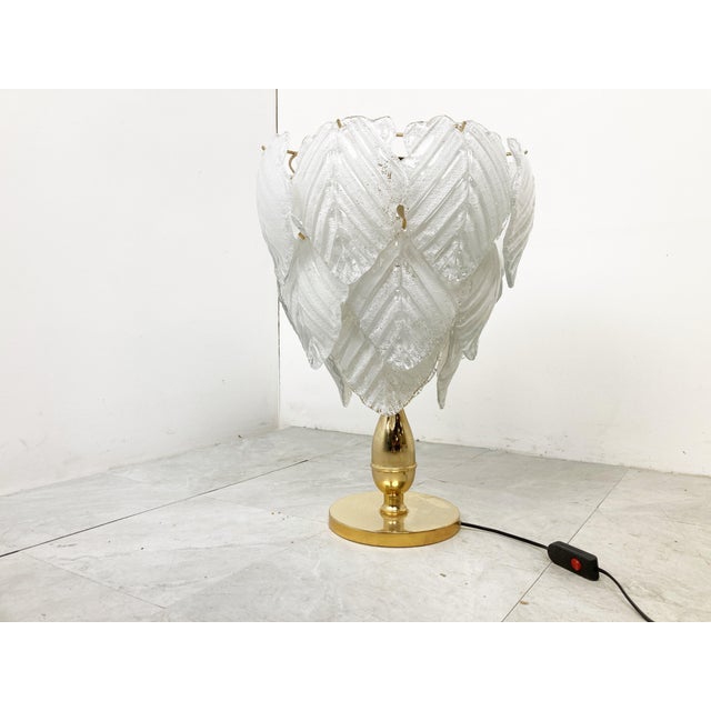 Gold Vintage Murano Leaf Table Lamp, 1970s For Sale - Image 8 of 12