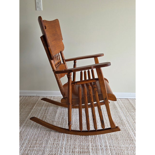 Late Victorian Oak Rocking Chair, Early 20th Century For Sale - Image 4 of 5