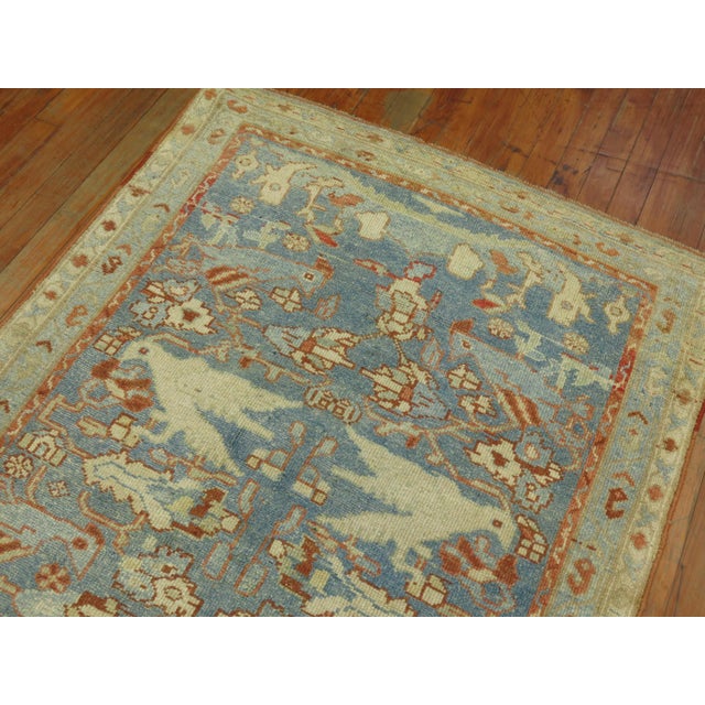 1920s Pictorial Persian Blue Pigeon Malayer Runner For Sale - Image 4 of 6