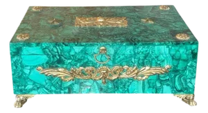 Malachite Gilt Bronze Decorative Box, Early 20th Century.