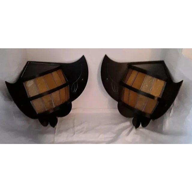 Brutalist Brutalist Black Bat-Shaped Wall Lamps in Steel, 1980s, Set of 2 For Sale - Image 3 of 17