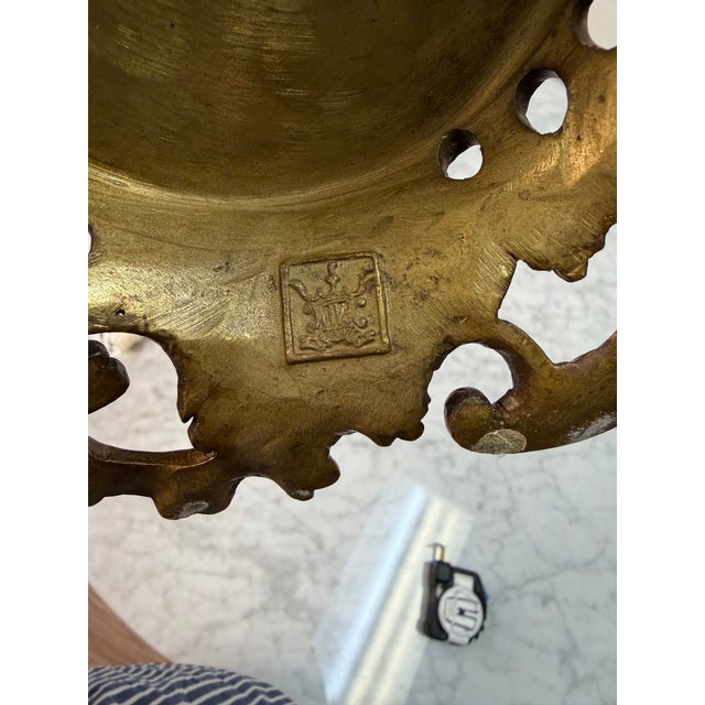 Metal Vintage French-Style Porcelain Parrot Candlestick With Ornate Brass Base For Sale - Image 7 of 7