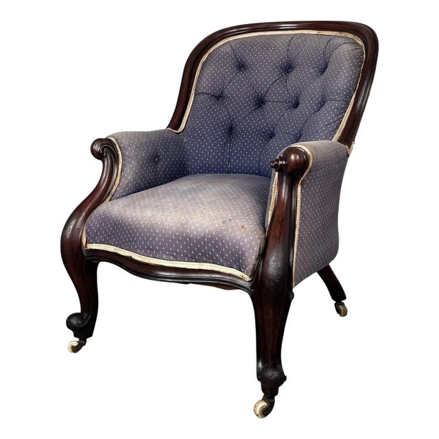 Antique Mahogany Button Back Chair, 1800s For Sale