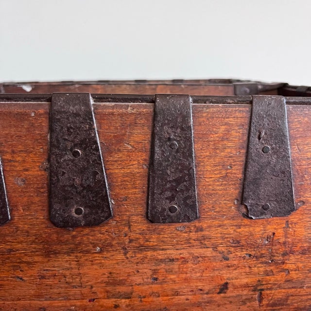 Metal Antique 19th Century Chinese Rice Harvest Wooden Bucket For Sale - Image 7 of 9