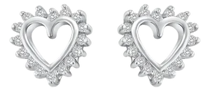 Heart Shaped Cutout Diamond Studs .25cttw 14k White Gold, 2 Pieces