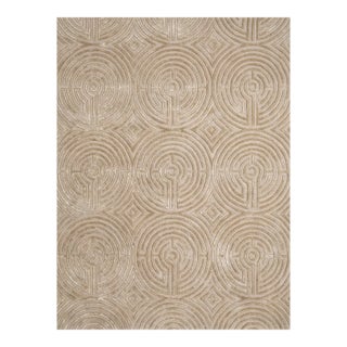 Lucca Hand-Tufted Maze Rug, Wheat Tan, 8x10 For Sale