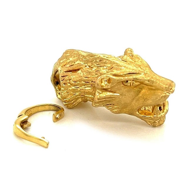 Mid 20th Century Mid 20th Century Tiger Head 14k Yellow Gold Charm Pendan For Sale - Image 5 of 8