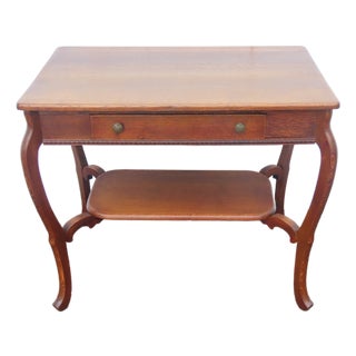 Early 1900s Tiger Oak Writing Office Desk Console Table 6675 For Sale
