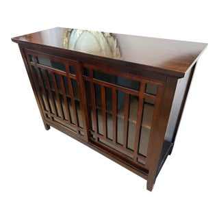 Pier One Buffet Cabinet With Paned Glass Doors For Sale