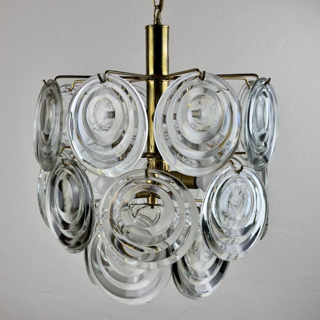 Vintage Glass Disc Chandelier, Italy 1970s For Sale - Image 10 of 18