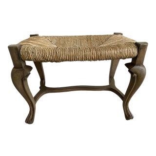 Vintage Rush Bench With Cerused Fruitwood Frame For Sale