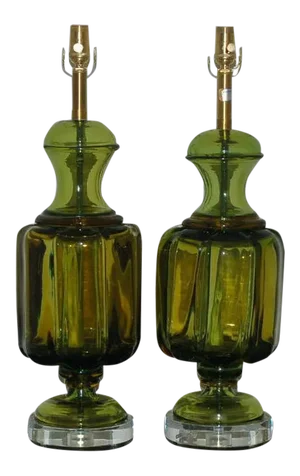 Marbro Murano Glass Lamps Green