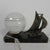 Art Deco Desk Lamp with Sailboat and Globe on Marble Base, 1930s For Sale - Image 3 of 16