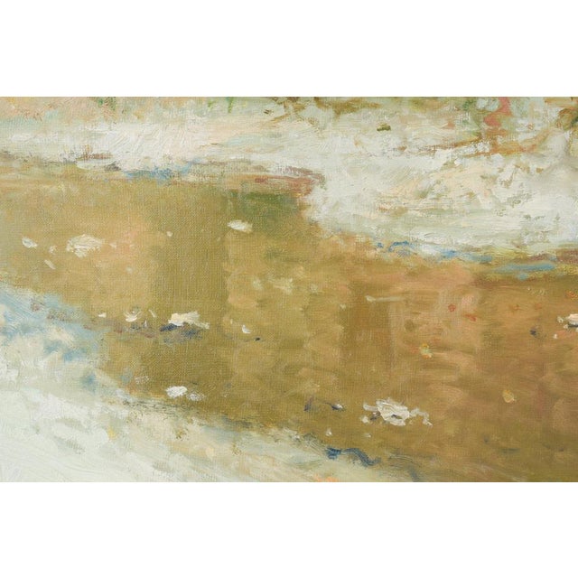 Palau Junca, Impressionist Painting with River and Chalets, Oil on Canvas, Framed For Sale - Image 9 of 16