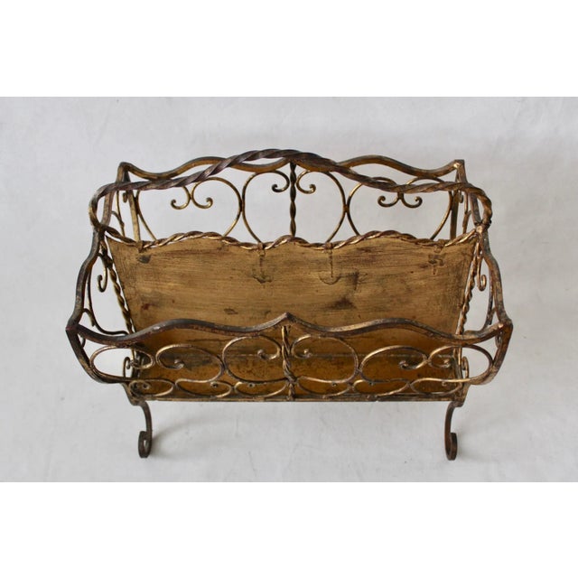 1960s Vintage Florentine Italian Gilt Metal Magazine Rack For Sale - Image 5 of 12