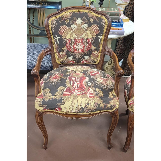 Beige Fine Pair of Vintage French Parlor Chairs For Sale - Image 8 of 12