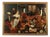 Flemish Artist, Interior Kitchen Scene, Large Oil on Canvas, Framed For Sale