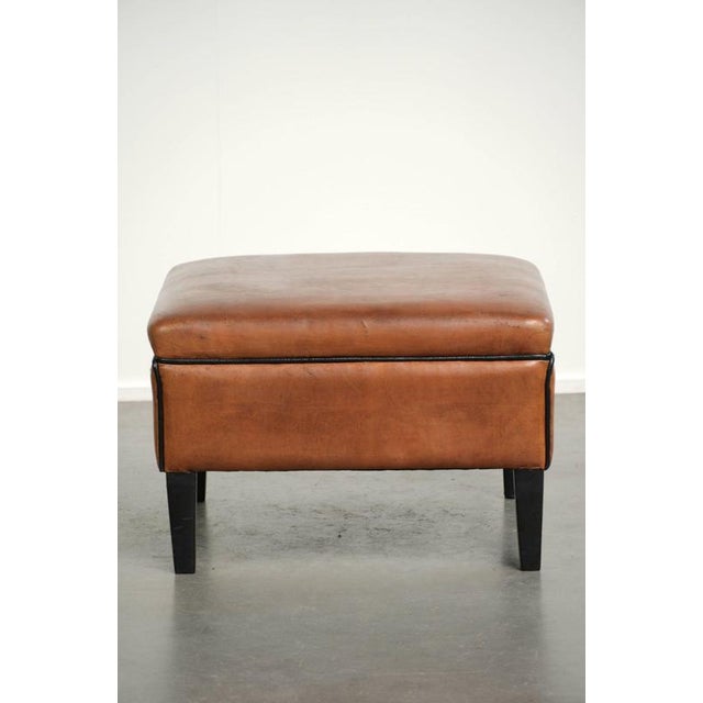 Ottoman in Sheepskin Leather For Sale - Image 5 of 11
