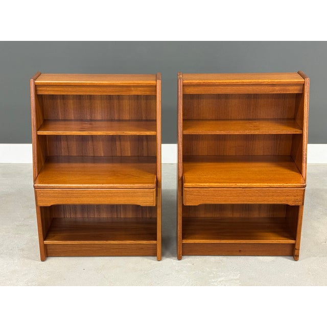 1970s Danish Modern Tall Teak Nightstands - A Pair For Sale - Image 4 of 9