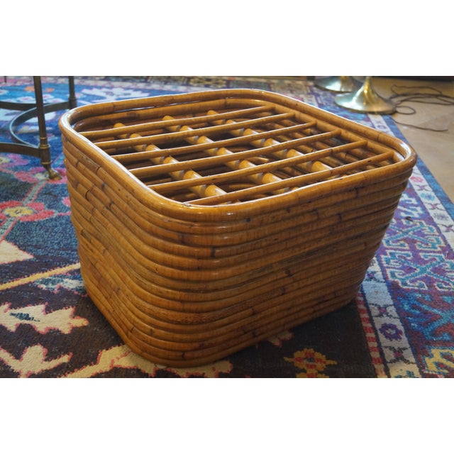 Brown 1950s Paul Frankl Style Stacked Rattan Foot Stool / Table Base For Sale - Image 8 of 11