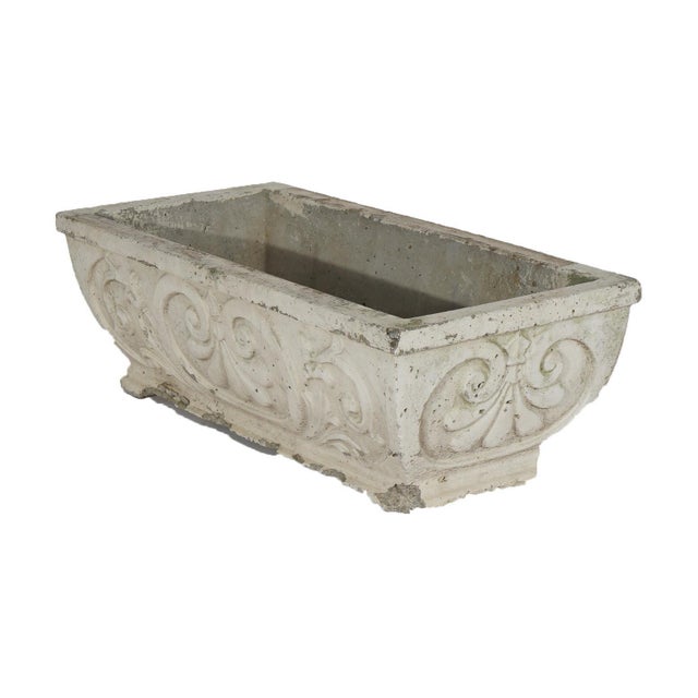 Early 20th Century Cast Hardstone Long Garden or Patio Planter with Scroll Work in Relief 20th Century For Sale - Image 5 of 5