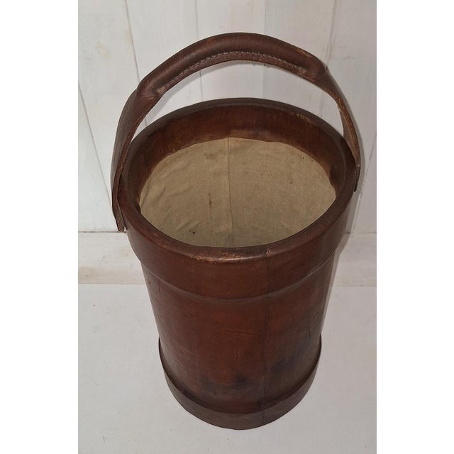 Art Deco Cowhide Leather Wastepaper Basket, 1930s For Sale - Image 3 of 5