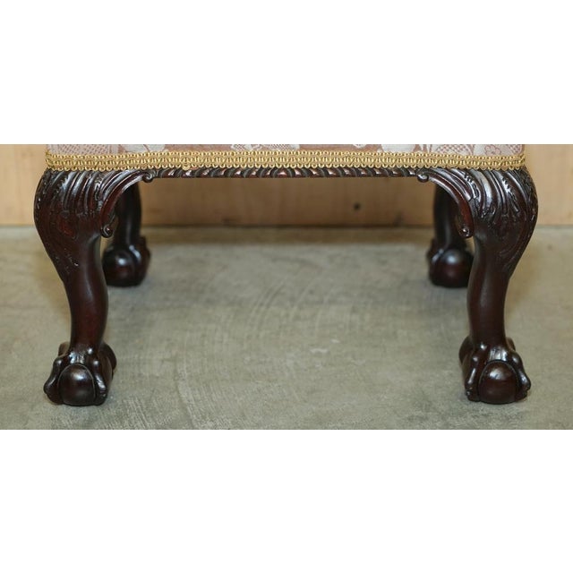 Gold Set of Victorian Claw & Ball Hardwood Framed Small Footstools For Sale - Image 8 of 18