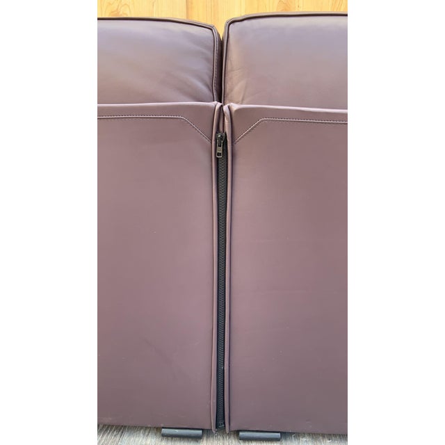 Mid-Century Modern Mid Century Modern 405 Duc Sofa by Mario Bellini for Cassina in Plum Leather For Sale - Image 3 of 12