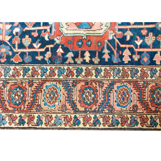 Navy Blue Early 20th Century Persian Heriz Rug For Sale - Image 8 of 13