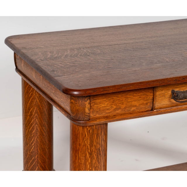 Mid 20th Century Antique Arts & Crafts Oak Writing Table / Console For Sale - Image 5 of 15