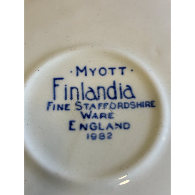 Ceramic Late 20th Century Myott Finlandia Blue & White Teacup and Saucer For Sale - Image 7 of 10