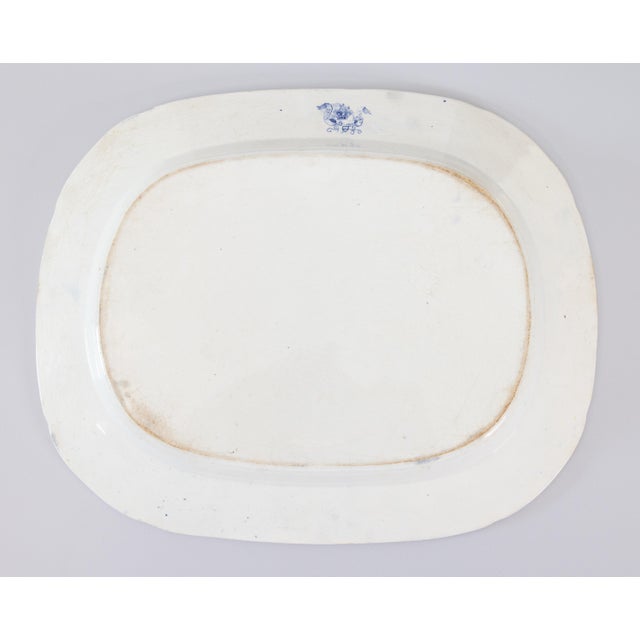Blue Large 19th Century English Staffordshire Ironstone Blue Willow Platter For Sale - Image 8 of 10