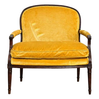 French 19th Century Oak & Velvet Louis XVI Style Marquise For Sale