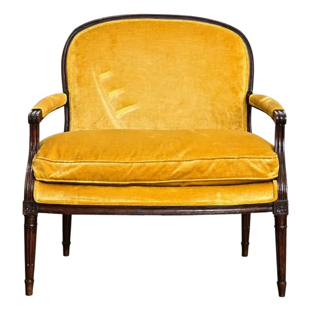 French 19th Century Oak & Velvet Louis XVI Style Marquise For Sale