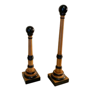 20th Century Wood Ebonized Decorative Poles - a Pair