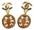 Chanel Vintage Gold Plated CC Cut Out Dog Tag Clip on Earrings, A Pair For Sale