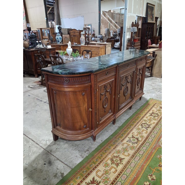 Antique French Louis XVI Revival Mahogany Marble Top Dining Room Suite For Sale - Image 11 of 18