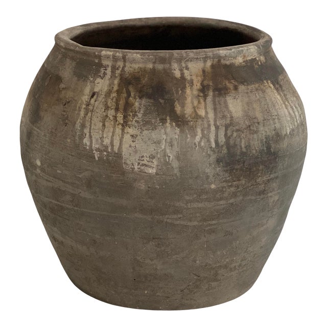 Large Antique Matte Black Pottery Jug Chairish