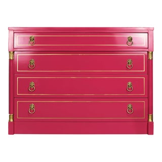Vintage Neoclassical Chest of Drawers by Rway in Pink - Newly Painted For Sale