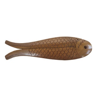 Mid 20th Century Mid Century Modern Wooden Fish Nutcracker With Carved Details For Sale