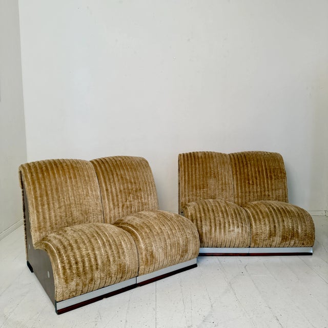 Mid-Century Modern Mid-Century Italian Modular Sofa in Beige Corduroy, 1970s, Set of 5 For Sale - Image 3 of 7