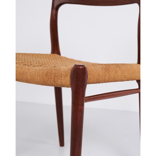 Model 75 Dining Chairs in Teak and Paper Wicker by Niels O. Møller for J.L. Møllers, 1960s, Set of 5 For Sale - Image 6 of 12